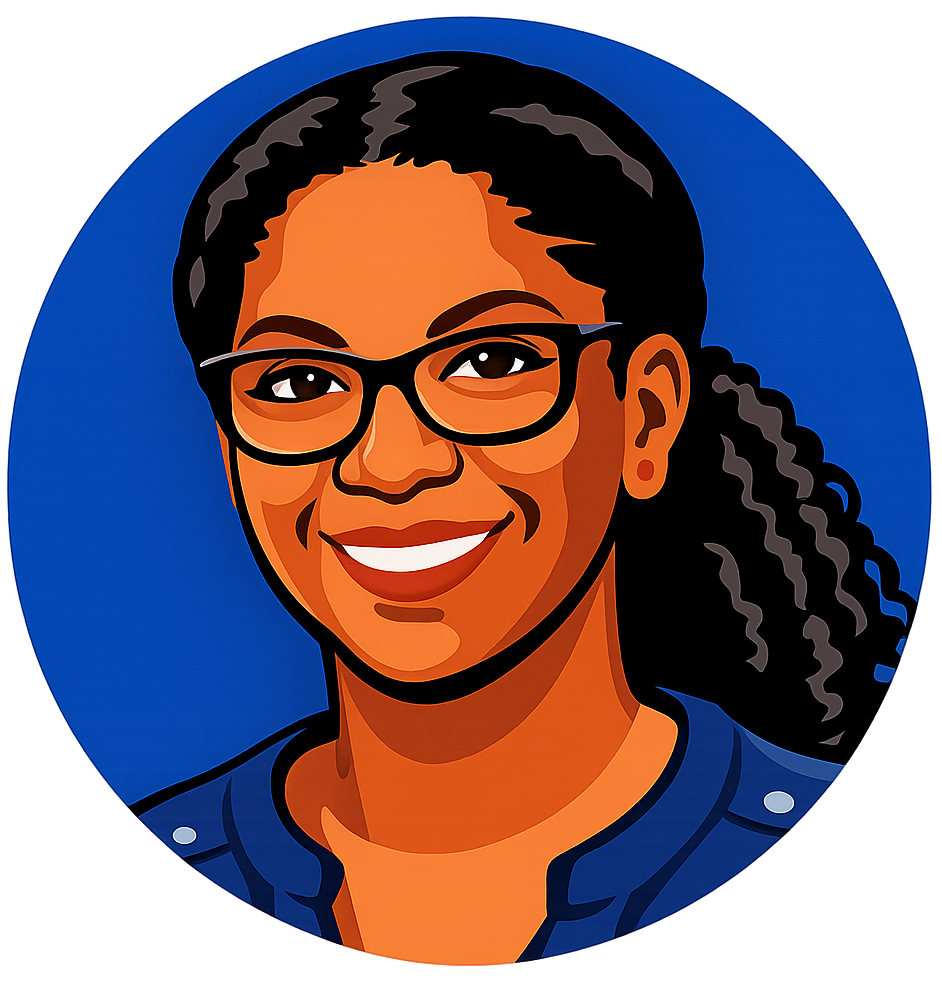 Friendly woman at laptop